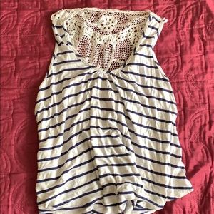 Blue and white tank.